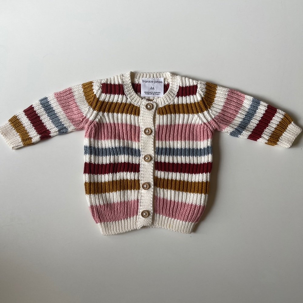 Frankie Jones toddler knit striped cardigan sweater 3-6 months
